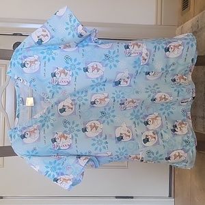 Christmas Frosty the Snowman scrub top